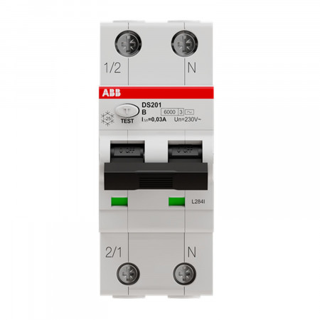 Дифавтомат ABB DS201 B10 A30, хар-ка B 10A 30mA тип A (2CSR255180R1105)