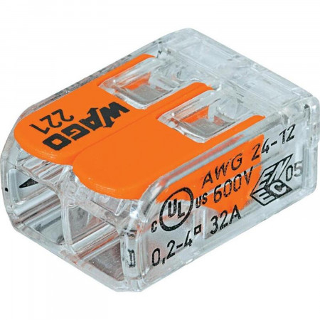 Клемма на 2 провода Wago 221-412 0,2-4 кв